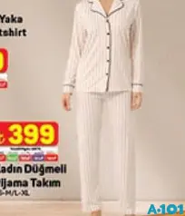 KADIN DÜĞMELİ PİJAMA TAKIMI